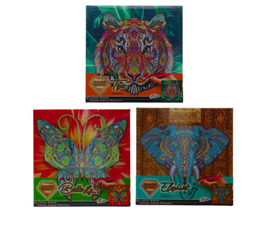 Grafix diamond painting op canvas | tijger | formaat 30x30cm | diamond painting pakket volledig | thema dieren | diamond painting op canvas | inclusief diamond painting pen en schudbakje | eindresultaat ophangen aan de muur