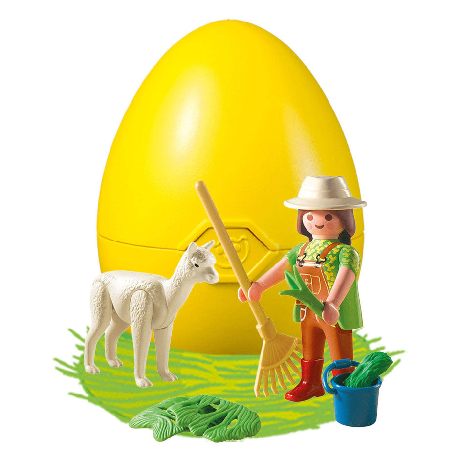 Playmobil dierenverzorger met alpaca in ei - 4944