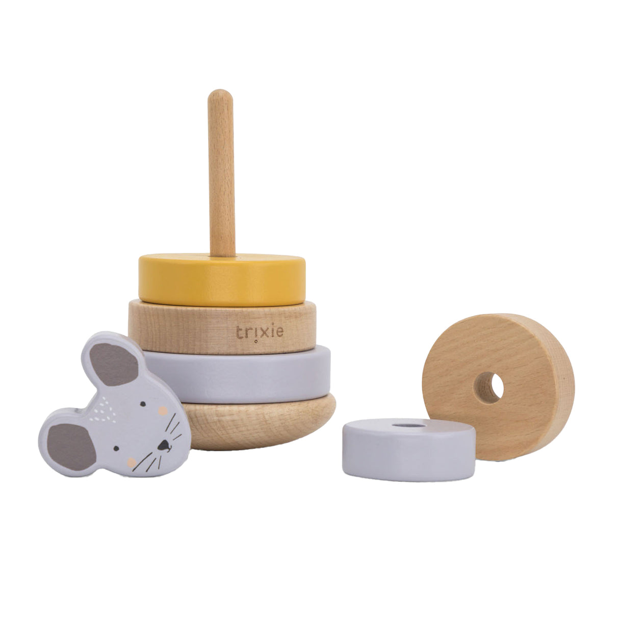 Trixie houten stapeltoren - mrs. mouse - houten stacking toy - educatief speelgoed - voor jongens meisjes - muis