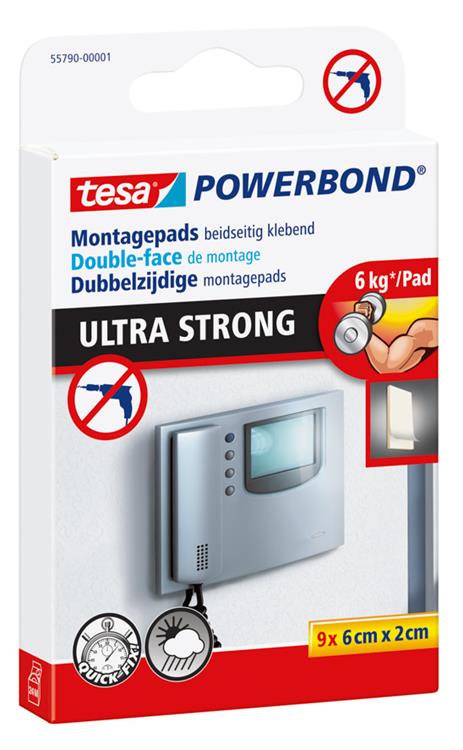 Tesa zelfklevende pads powerbond ultra strong dubbelzijdige installatiepads – verpakking 9 stuks