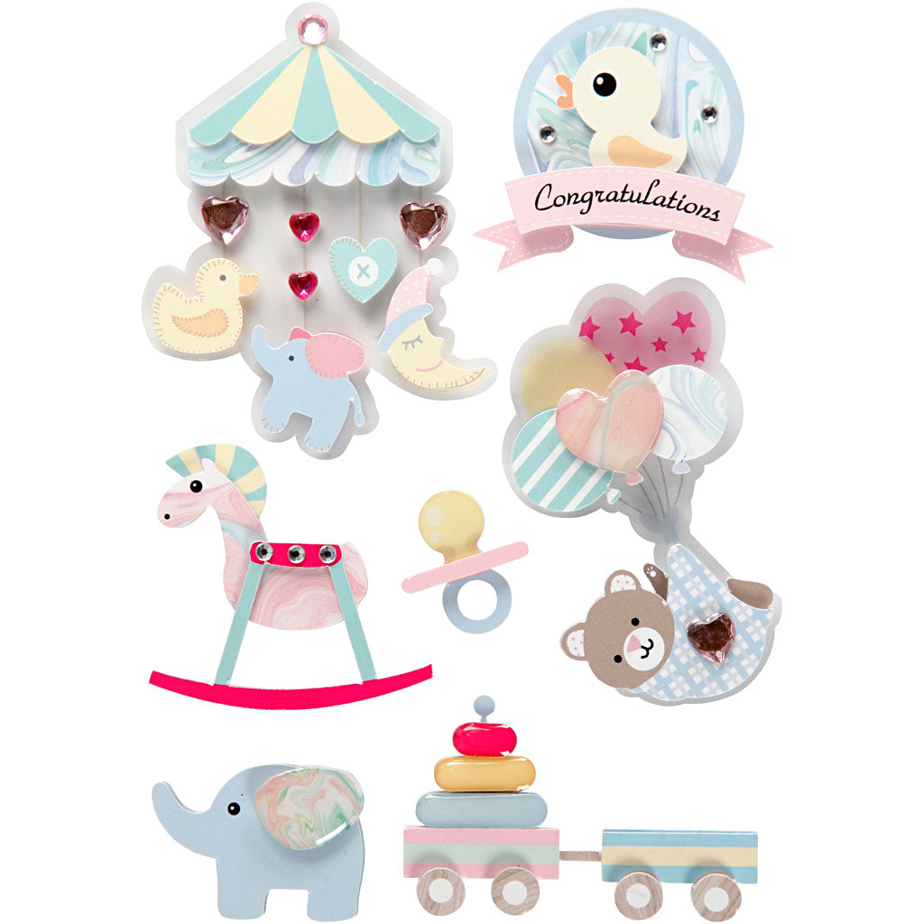 Creativ company https: www.cchobby.nl 3d-stickers-baby-h-25-70-mm-b-20-55-mm-dikte-7-mm-8-stuk-1-doos