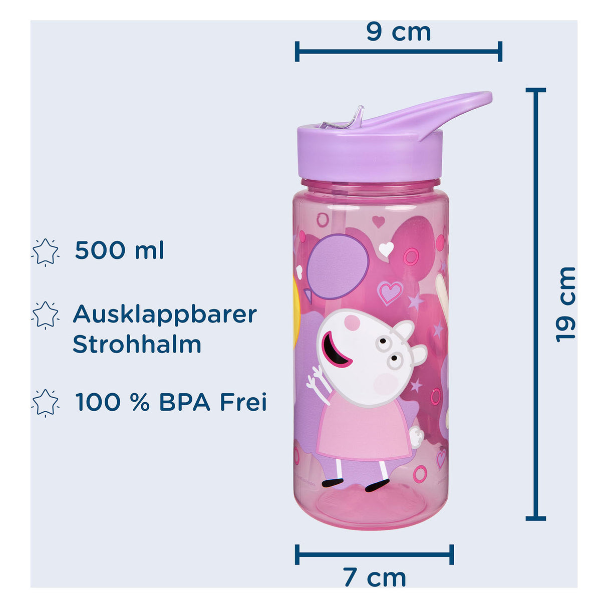 Undercover świnka peppa serie - bidon - 500 ml - met stroombeker - bpa-vrij
