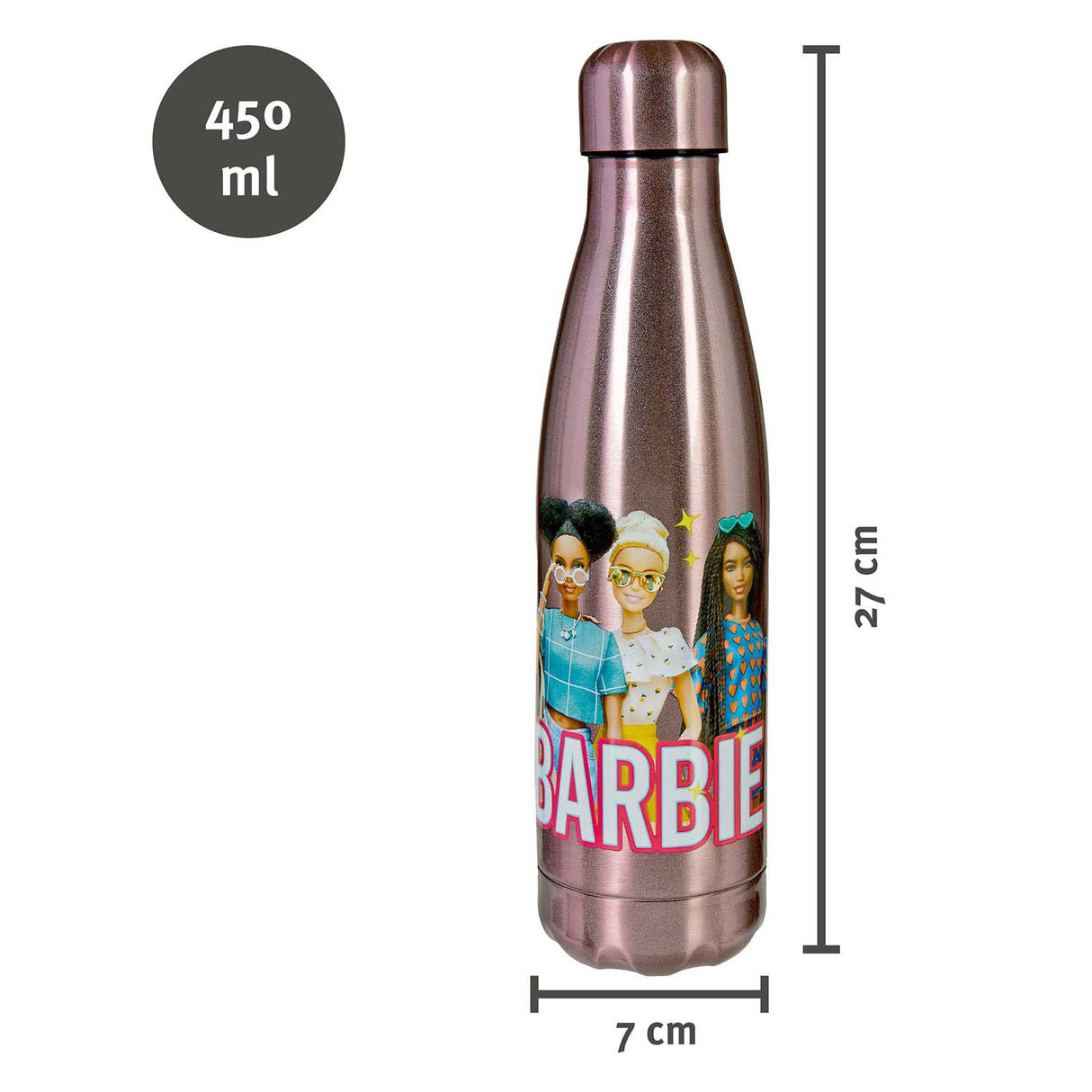 Undercover barbie drinkfles rvs 450ml multicolor kindvriendelijk.