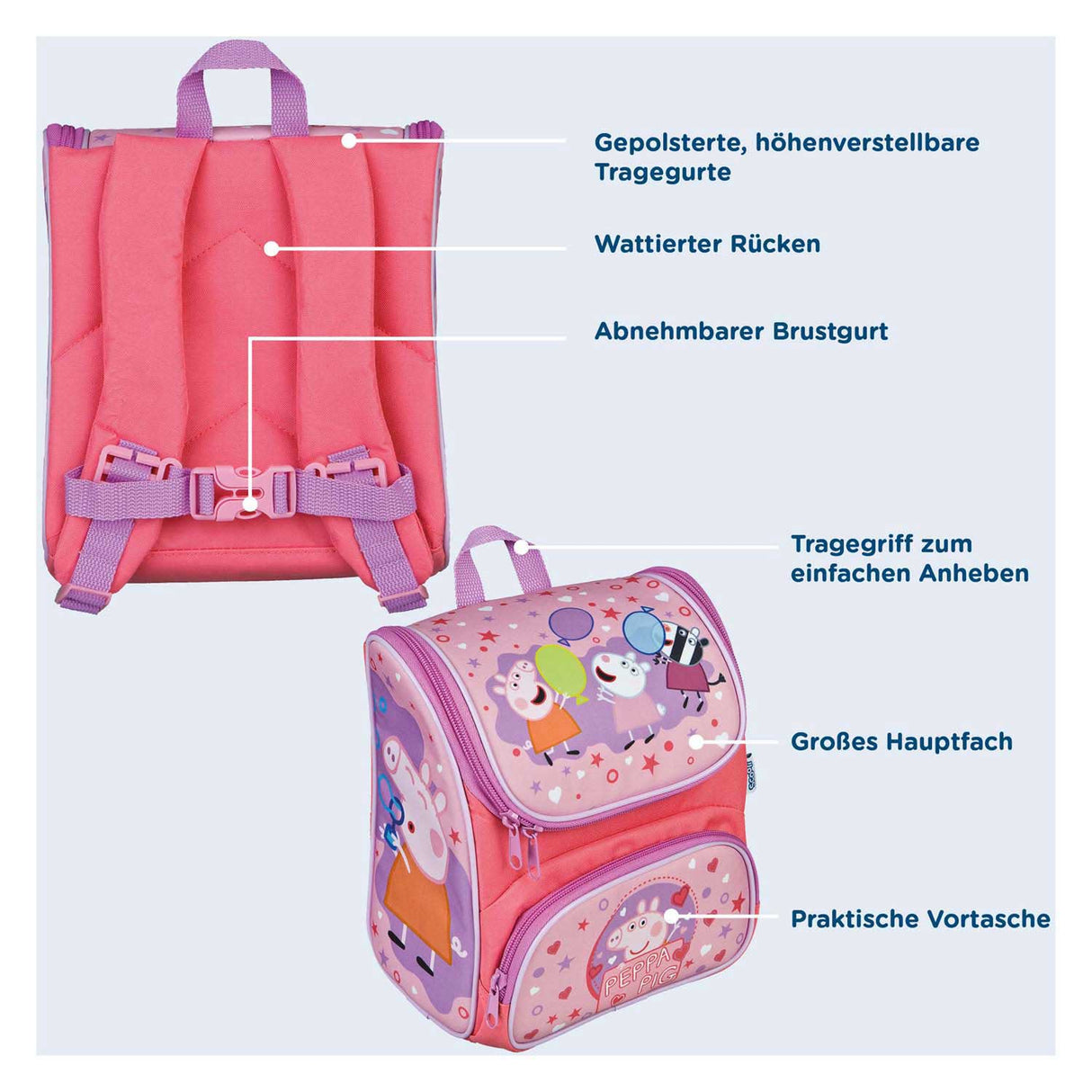 Undercover rugzak roze - peppa pig