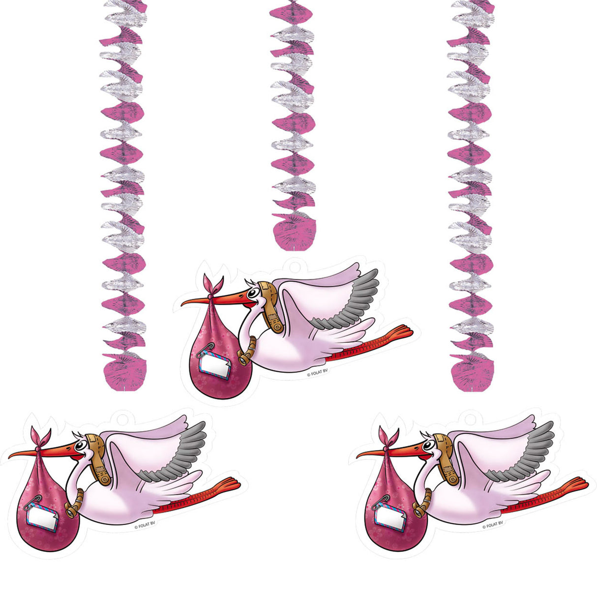 Folat bv roze hangdecoratie, 3st.