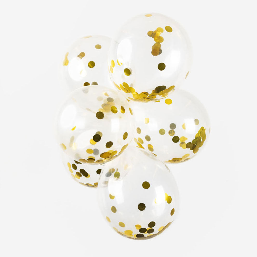 Globos confetti ballonnen papieren confetti metallic goud 30cm, 6st.