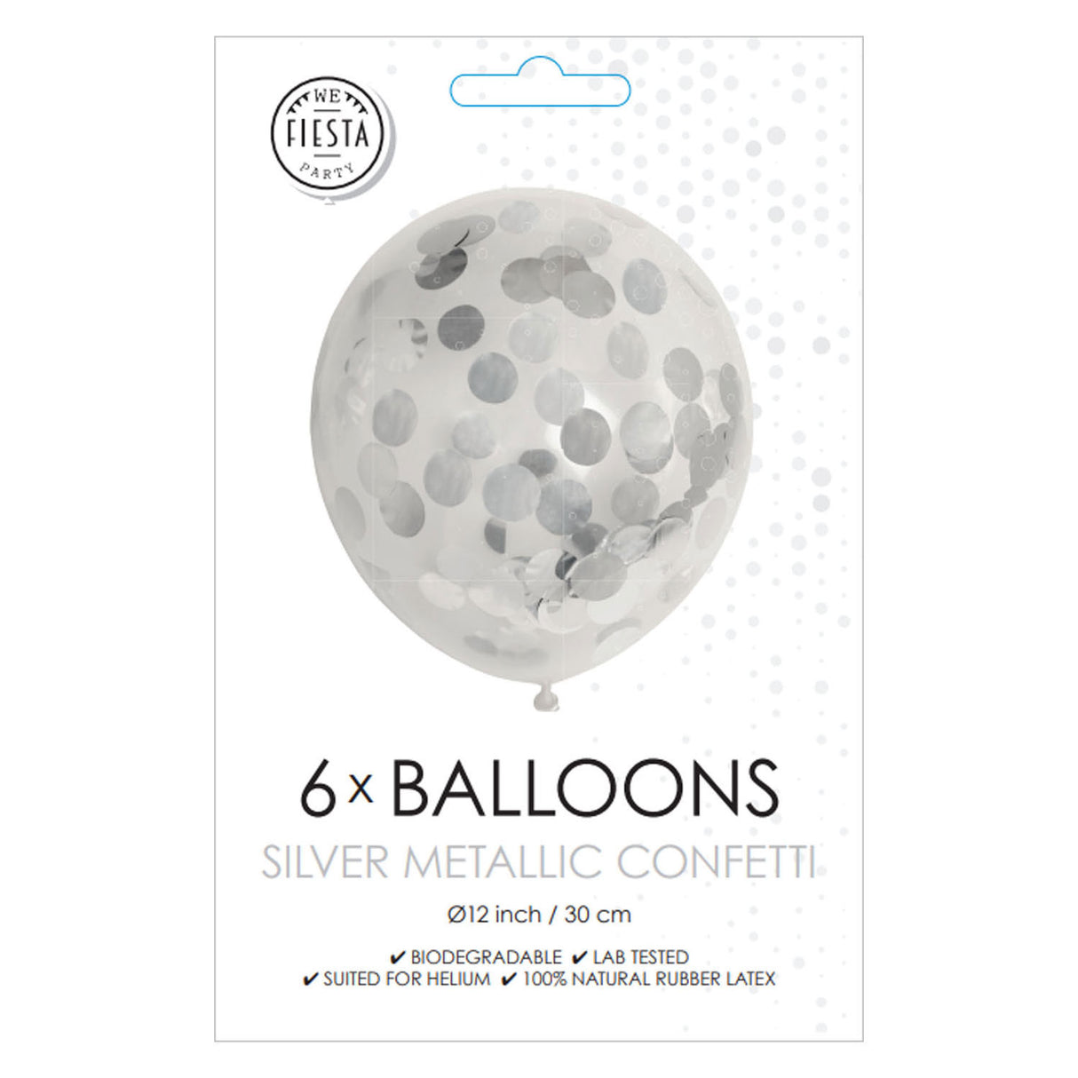 Globos confetti ballonnen papieren confetti metallic zilve 30cm, 6st.