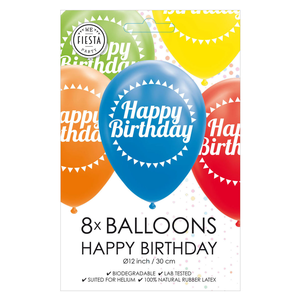Globos ballonnen happy birthday mix kleuren 30cm, 8st.