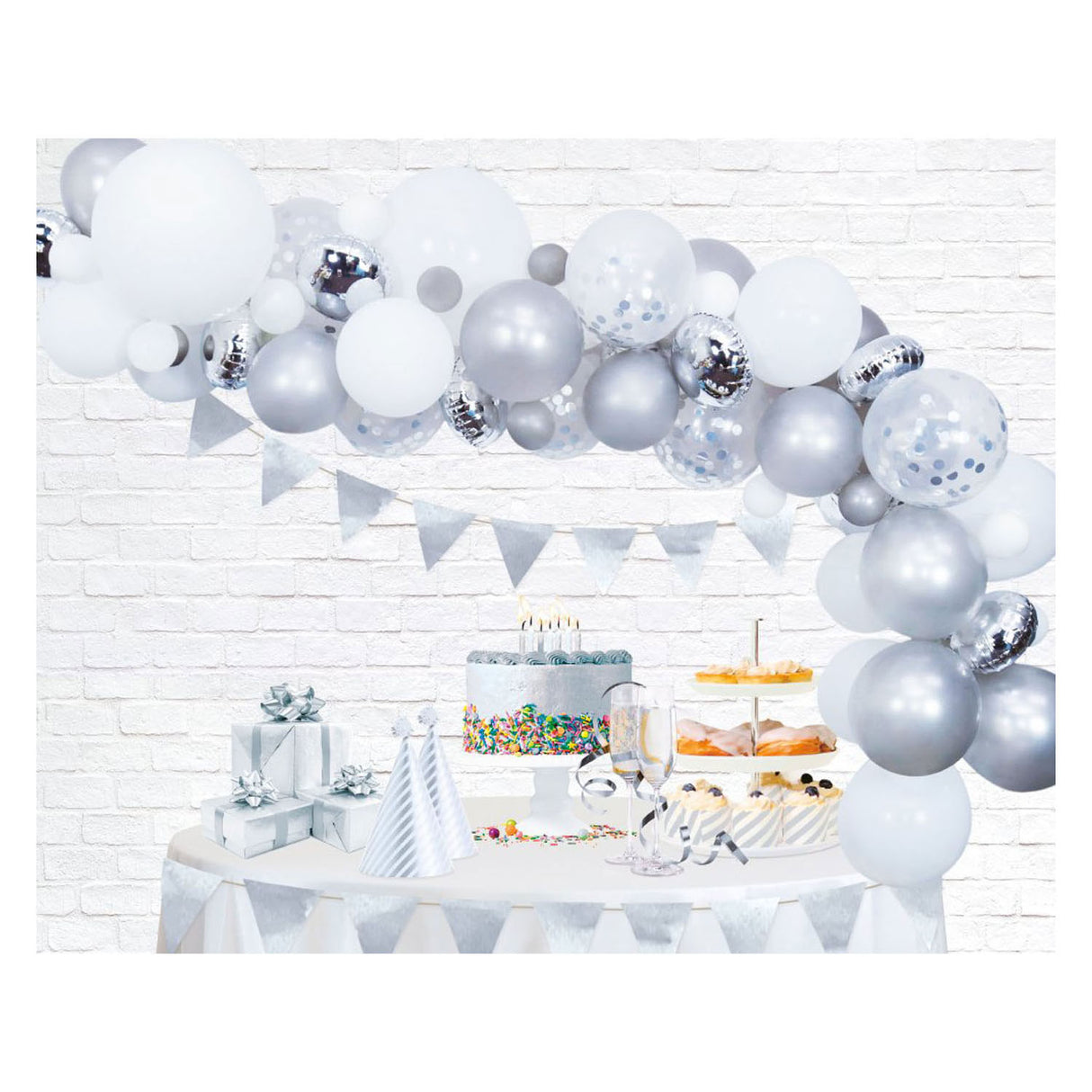 Globos ballonnen boog set zilver