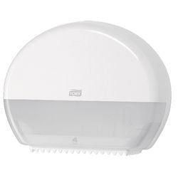 Tork 555000 dispenser voor mini jumbo wc rol houder toiletpapier wit t2 gesloten model elevation lijn (555000)