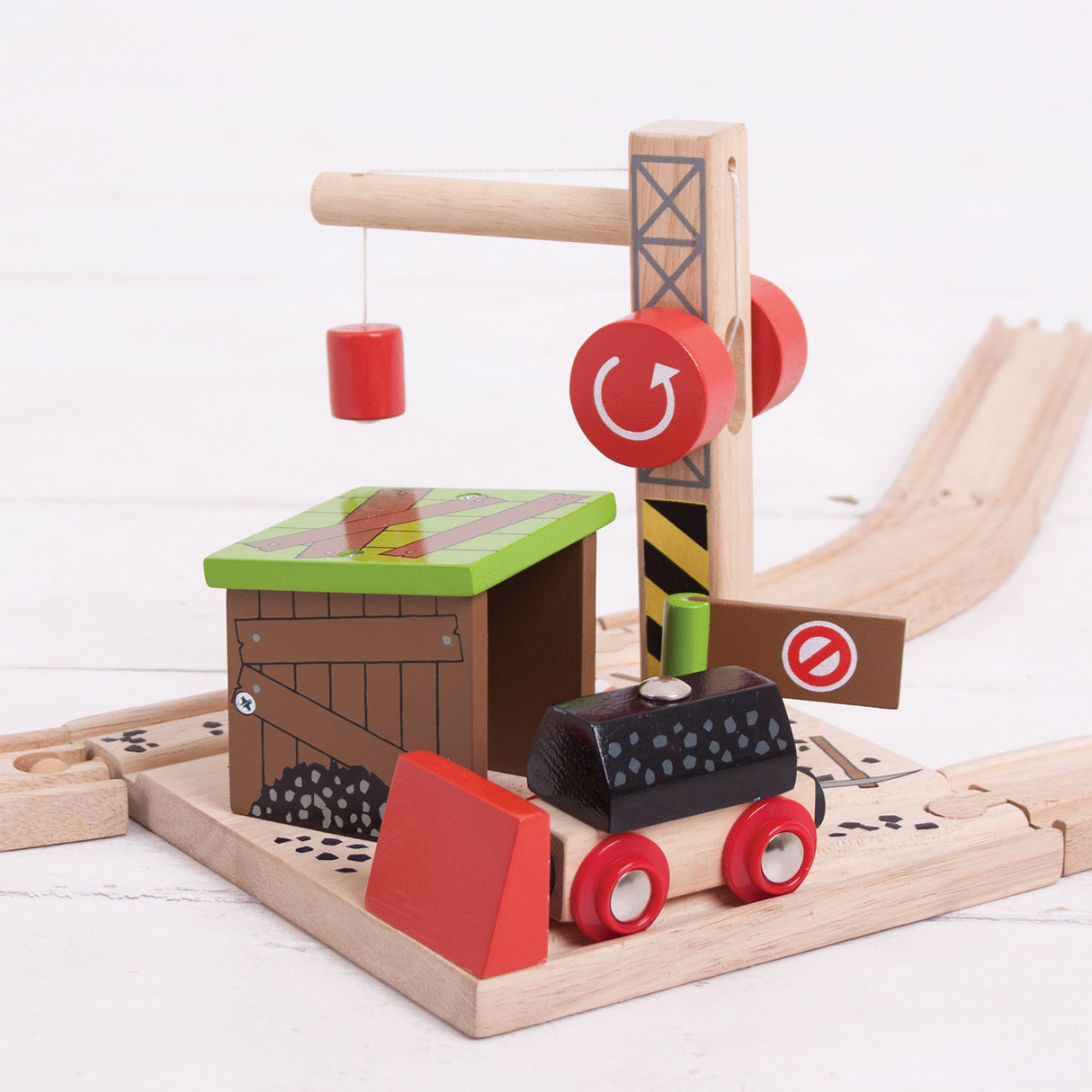Bigjigs houten treinrails - kolenmijn