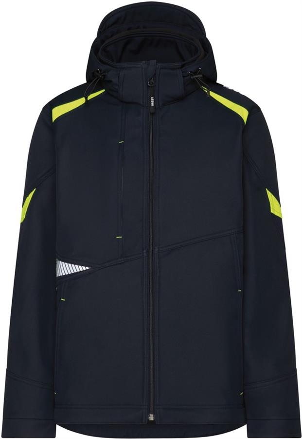 Dassy softshell kalama polyester nachtblauw fluogeel m