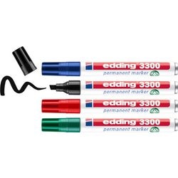 Permanentmarker edding 3300 1-5 mm schuin blauw,zwart,rood,groen 4 stuk