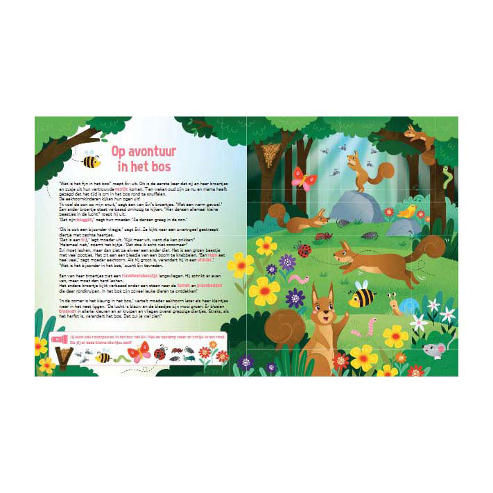Lantaarn publishers speuren in het bos zoekboek met kartonnen zaklamp