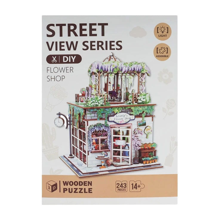 Woodworks houten bouwpakket flower shop met licht - 238dlg.