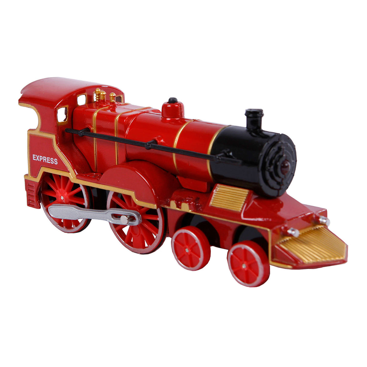 2-play locomotief met licht en geluid pull-back 14 cm zwart