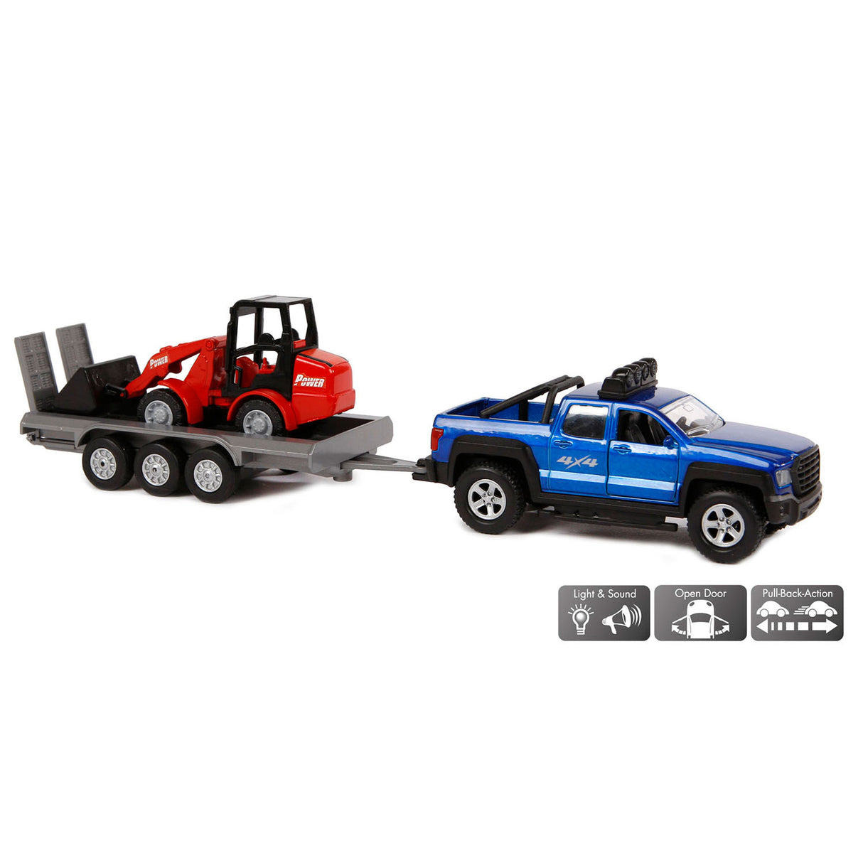 Kids globe terreinwagen met aanhanger en shovel, 30cm