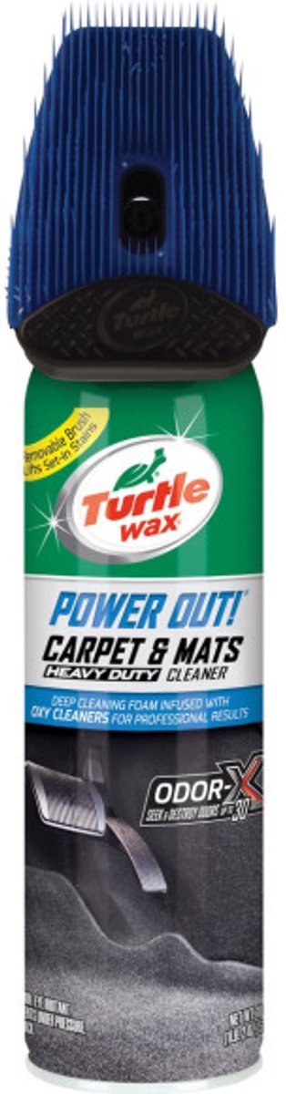 Turtle wax power out carpets mats - bekleding interieur reiniger - verwijdert hardnekkige vlekken - sneldrogende formule – met de odor-x technologie - elimineert geurtjes - tot 30 dagen - 400ml