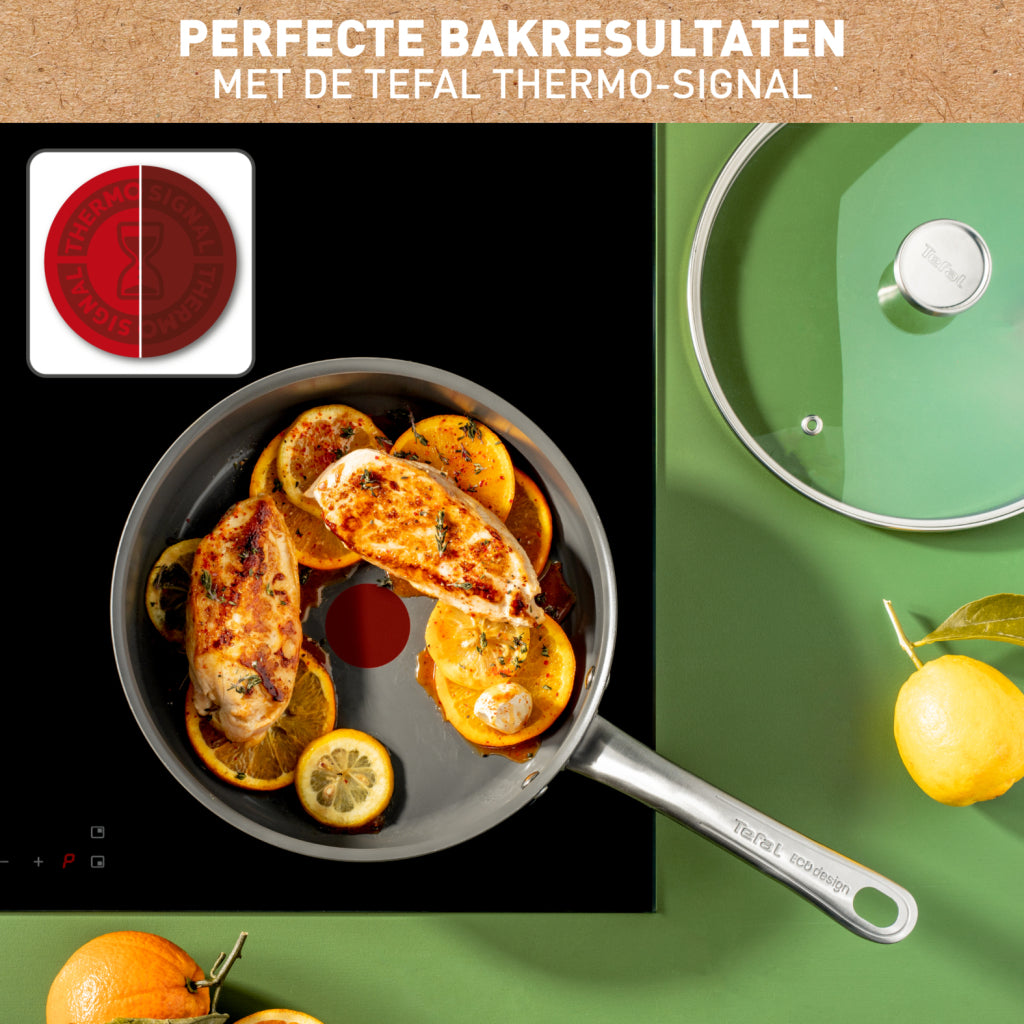 Tefal renew+ hapjespan - ø24 cm - met deksel - keramisch - pfas-vrij - geschikt voor inductie