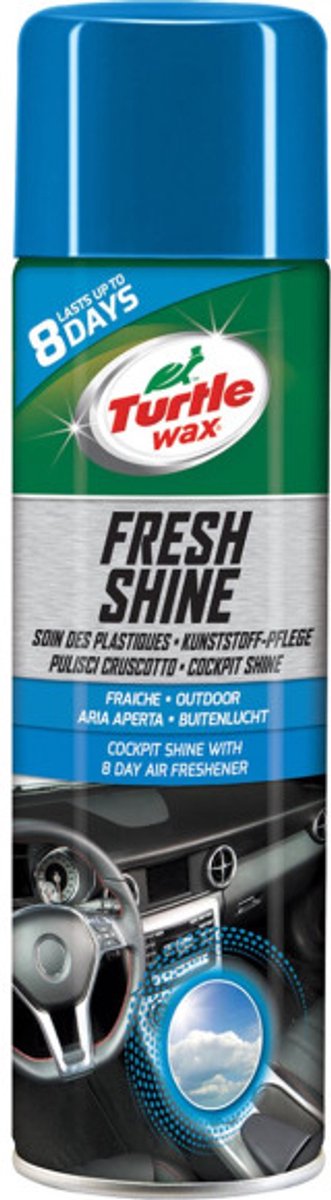 Turtle wax gl fresh shine outdoor – reinigt en herstelt de glans - voor kunststof onderdelen van het interieur - geeft een frisse geur – tot 8 dagen - antistatisch - 500ml