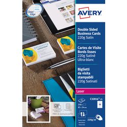 Visitekaartjes avery premium a4 220 g m² satijn wit 25 vellen