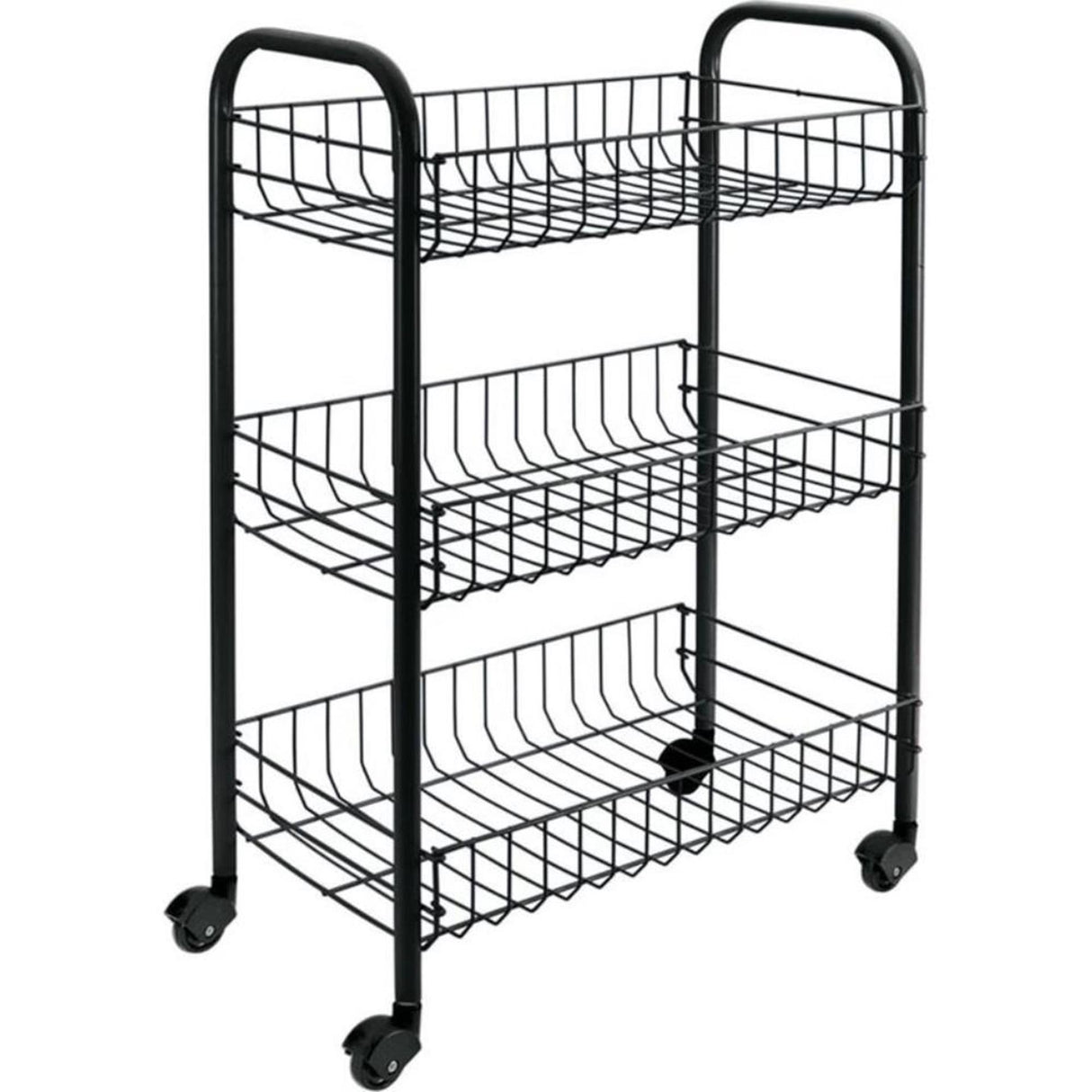 Metaltex tomado- siena keukentrolley met wielen 41x23x63 cm zwart