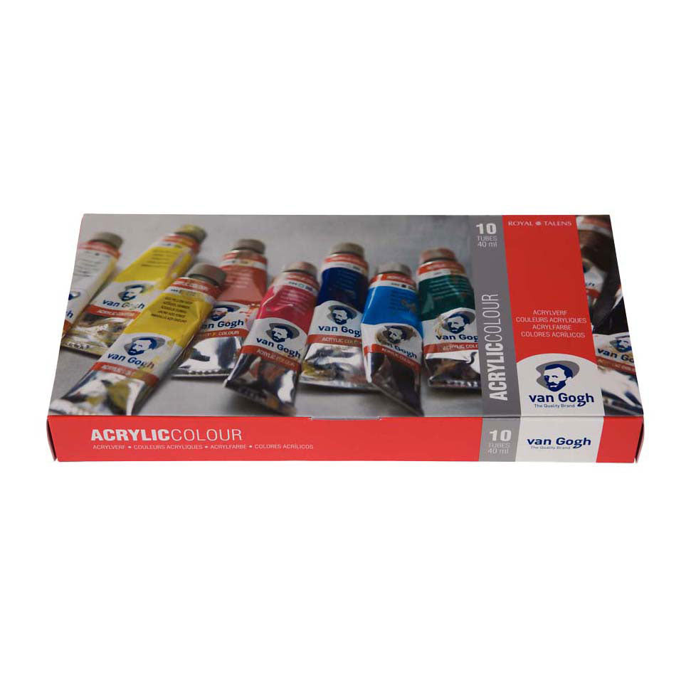 Van gogh acrylverf basisset met 10 kleuren in tubes van 40 ml