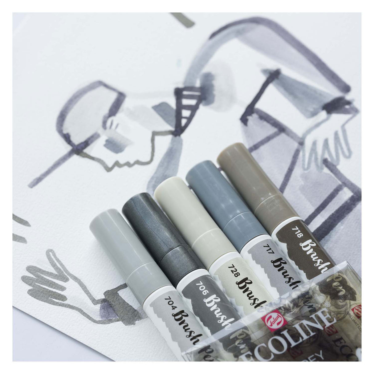 Ecoline brush pen set schaduw| 5 colours