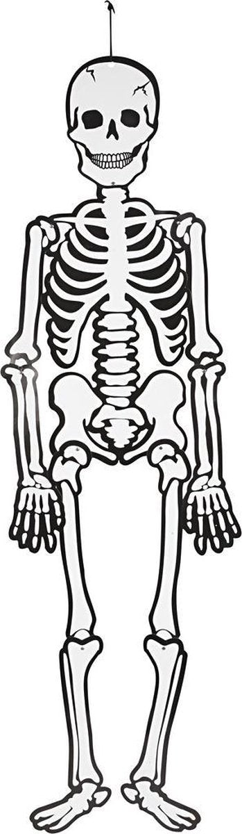 Creativ company creotime feestdecoratie skelet glow-in-the-dark 120 cm karton wit