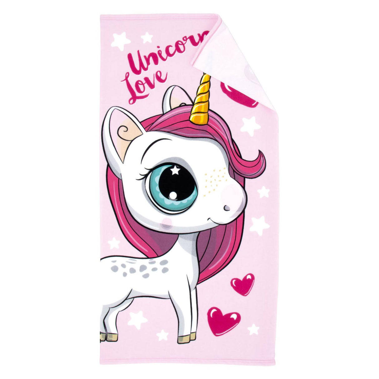 Lobbes badhanddoek unicorn microvezel roze 70x140 cm eenhoorn strand.