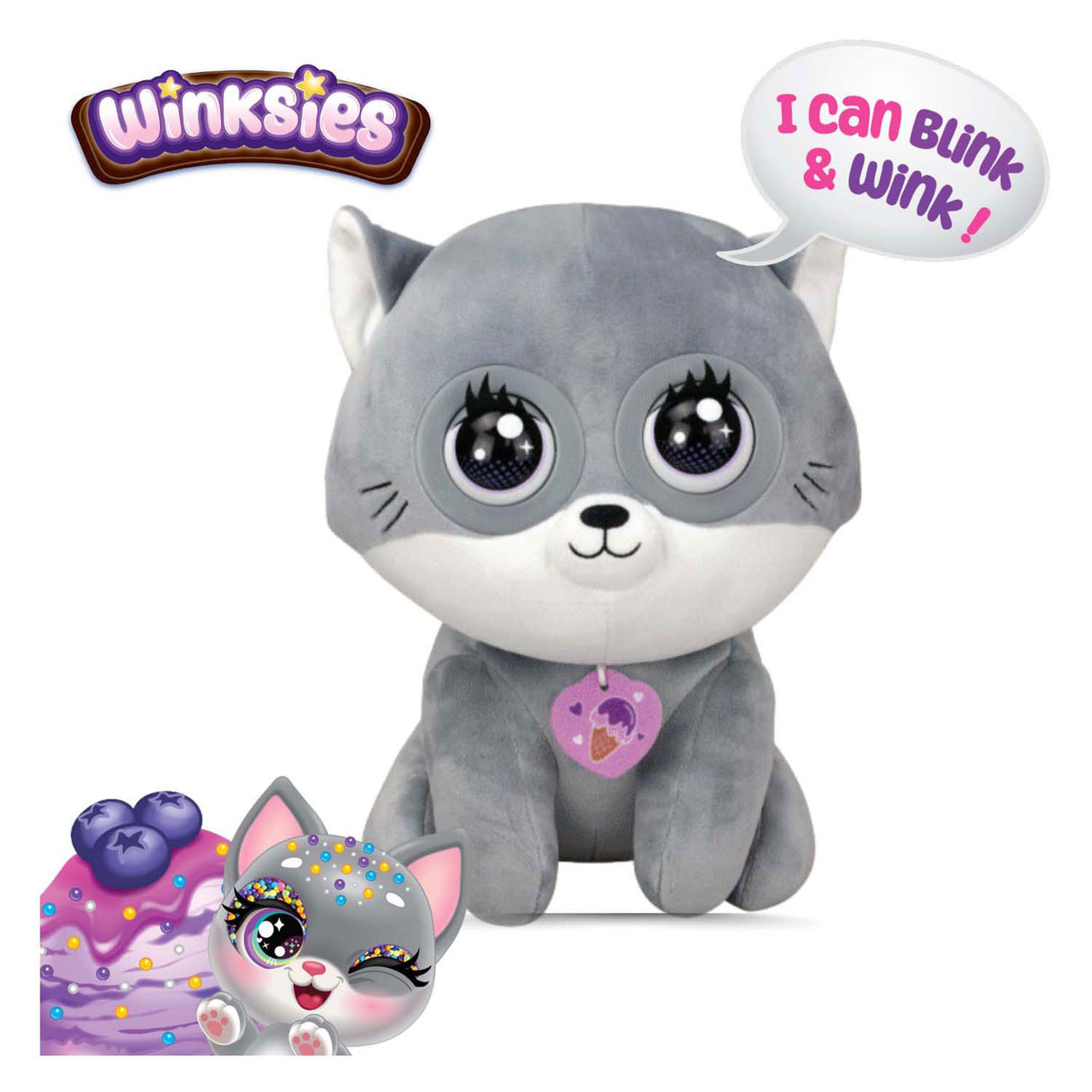 Silverlit winksies blauwe kat interactieve knuffel