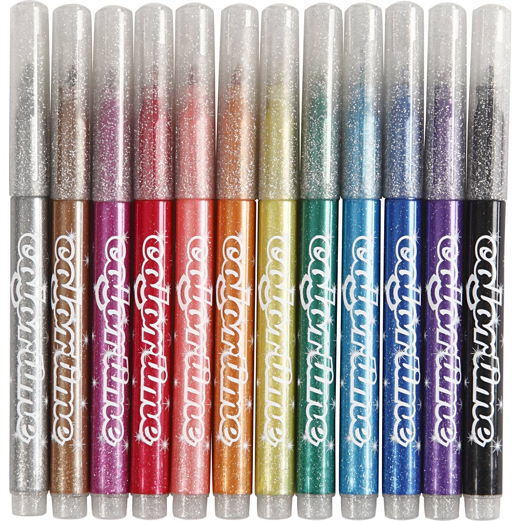 Colortime https: www.cchobby.nl -glitterstiften-lijndikte-2-mm-diverse-kleuren-12-stuk-1-doos