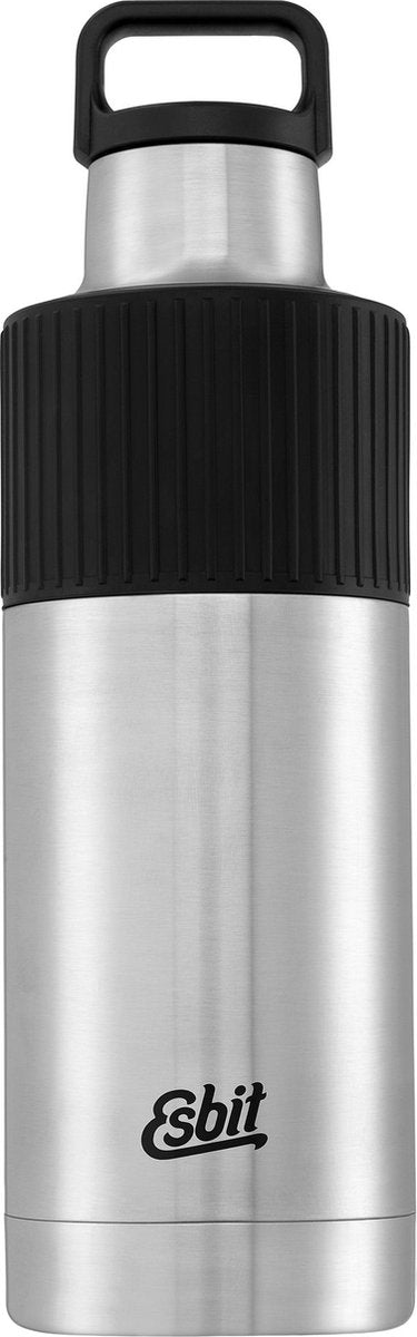Esbit sculptor thermosfles - 1l - mat zilver - siliconen hoes - lusdop