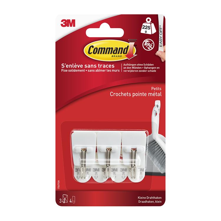 3m command™ witte draadhaken, klein, 3hks+4s pk