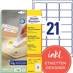 Merkloos sans marque herkleefbare etiketten avery l6023-25 wit