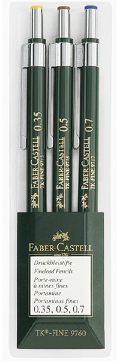 Faber-castell vulpotlood - tk-fine 9760 - 3-delig set - hb - fc-136030