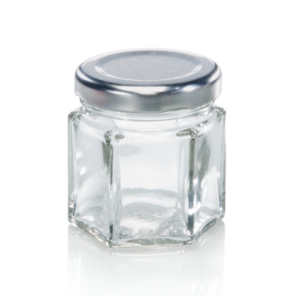 Leifheit 3208 jampot zeshoekig 47 ml glas zilver