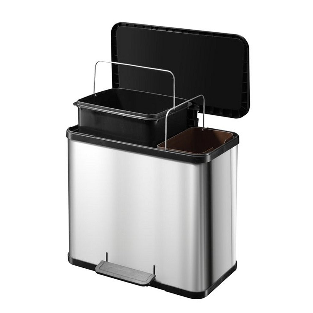 Hailo prullenbak 17 + 9 l zilver, zwart