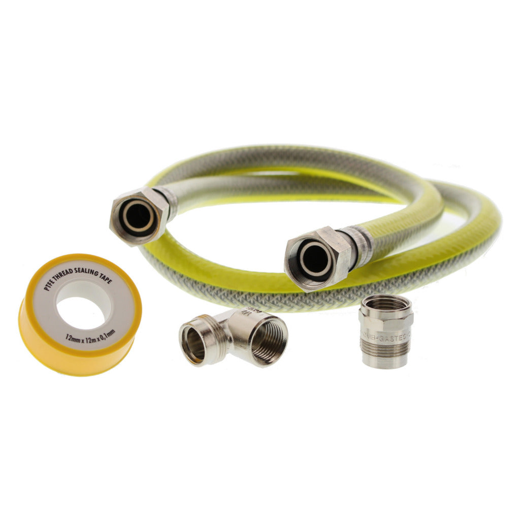 Scanpart gas aansluit set rvs-flexibele 125cm