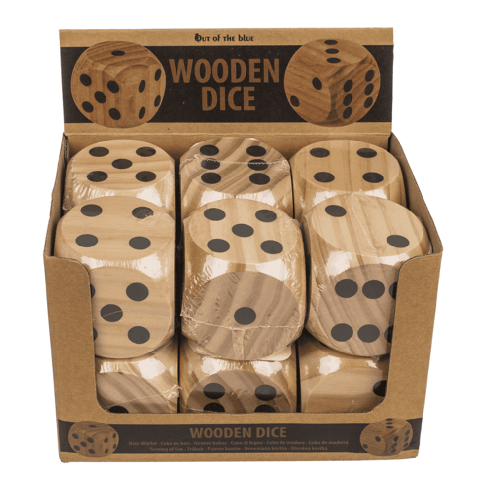 Dsp houten dobbelstenen. ca. 6x6 cm. 12