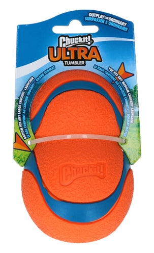 Chuckit! ultra tumbler - hondenspeelgoed - hondenbal - apporteerspeelgoed - natuurlijk rubber - ø7.5 cm - oranje blauw