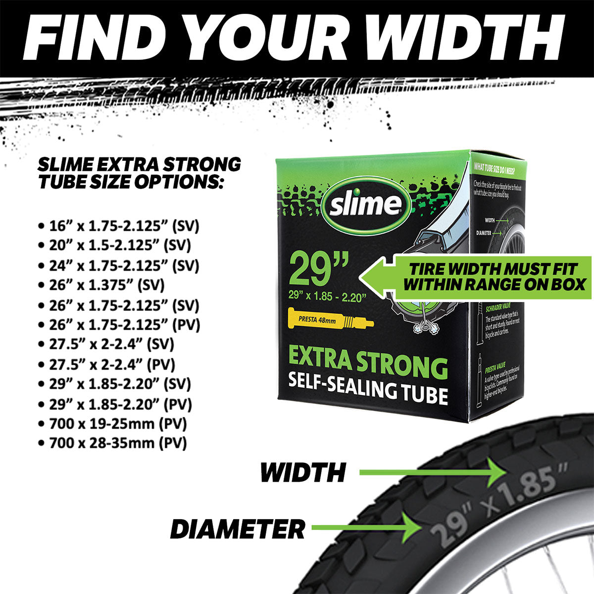 Slime zelfdichtende anti-lek binnenband 26 inch sv