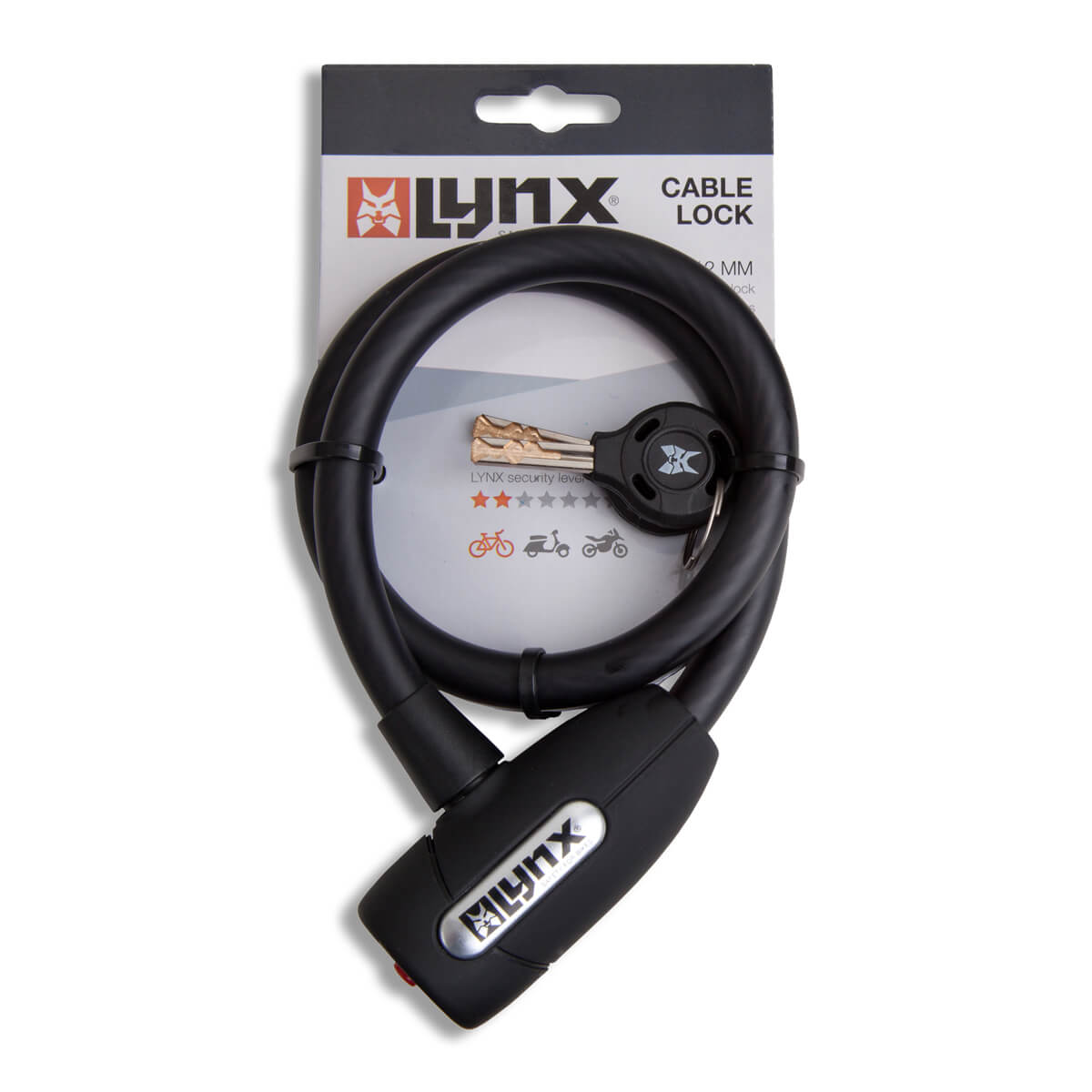 Lynx Kabelslot 60cm - gehard staal, auto-click, inclusief 2 sleutels
