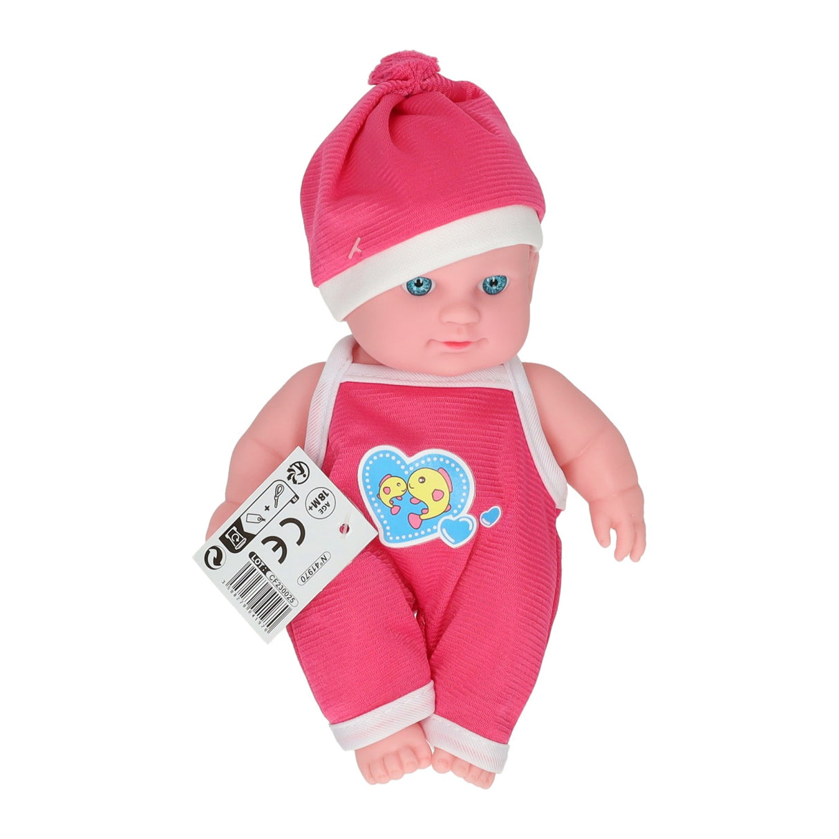 Babypop met rompertje hart en muts