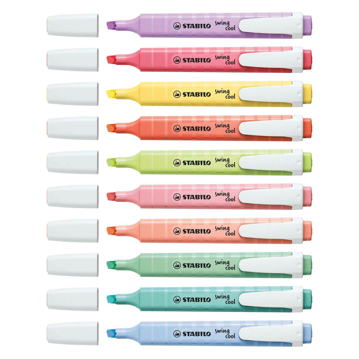 Stabilo swing cool - markeerstift - perfect voor onderweg - pastel - etui met 8 kleuren