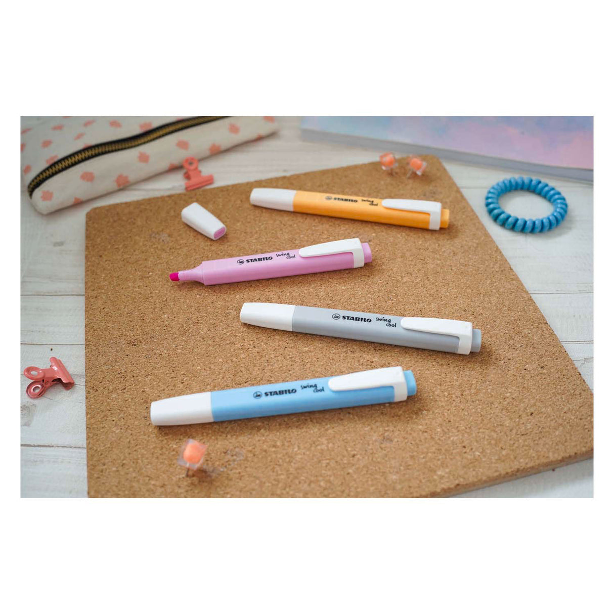 Stabilo tekstmarker swing cool 275 4-08-2 kleurenassort breed beitelpunt 4 stuks