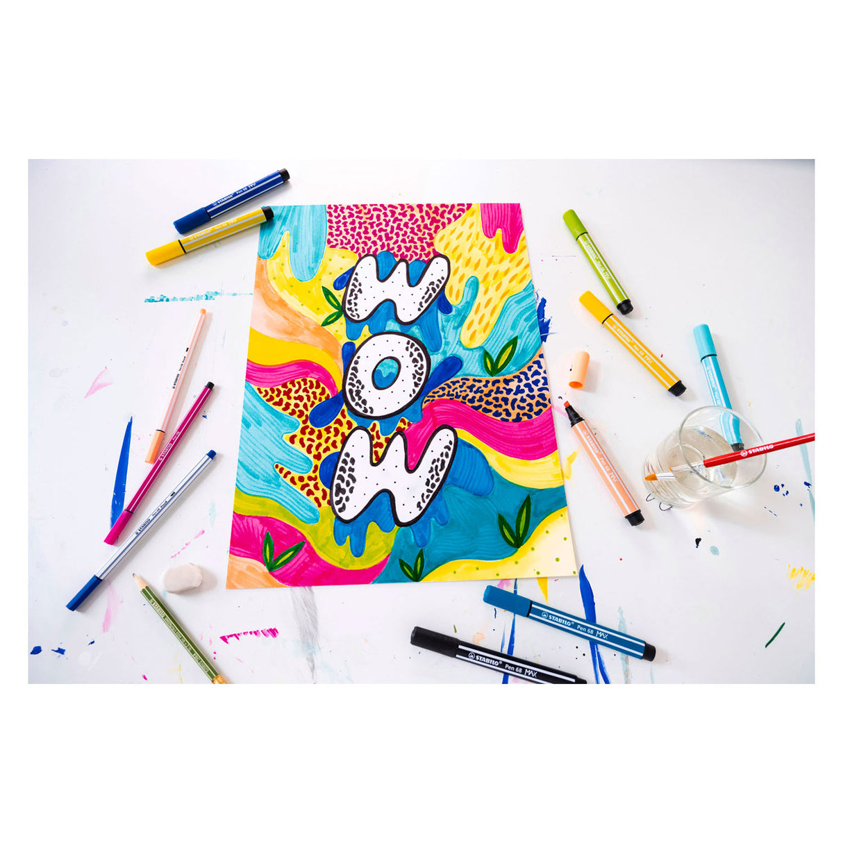 Stabilo pen 68 max arty - viltstift met dikke beitelpunt - set 4 stuks