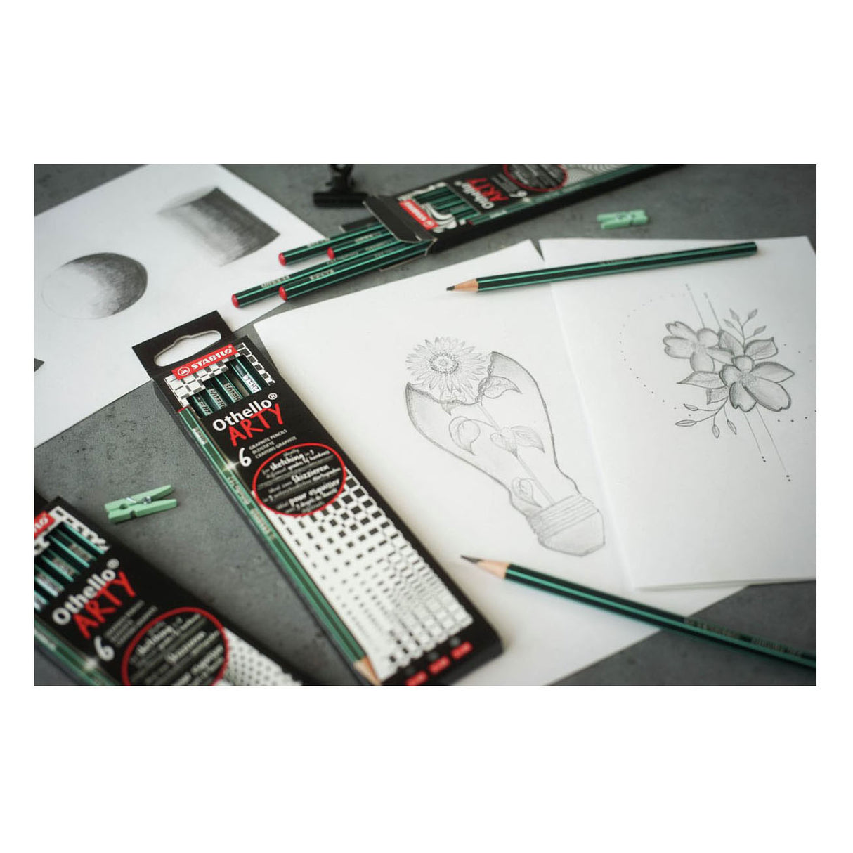 Stabilo othello grafietpotloden - arty set - etui met 6 verschillende hardheden