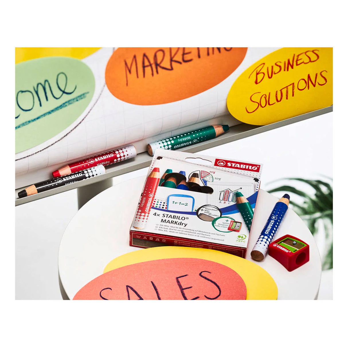 Stabilo whiteboard-marker markdry kleurenassort extra breed potloodpunt 5 stuks