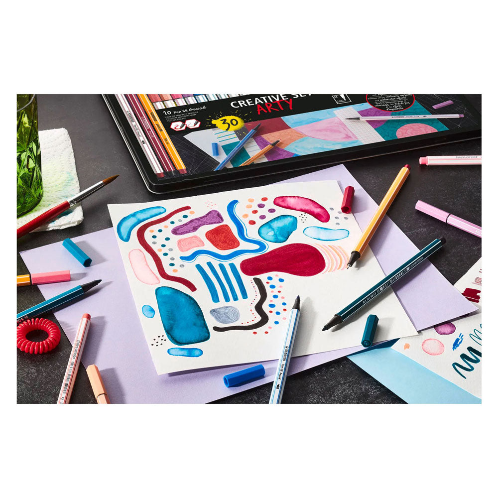 Stabilo arty creative set pen 68 stiften en point 88 fineliners in metalen etui - 30dlg.